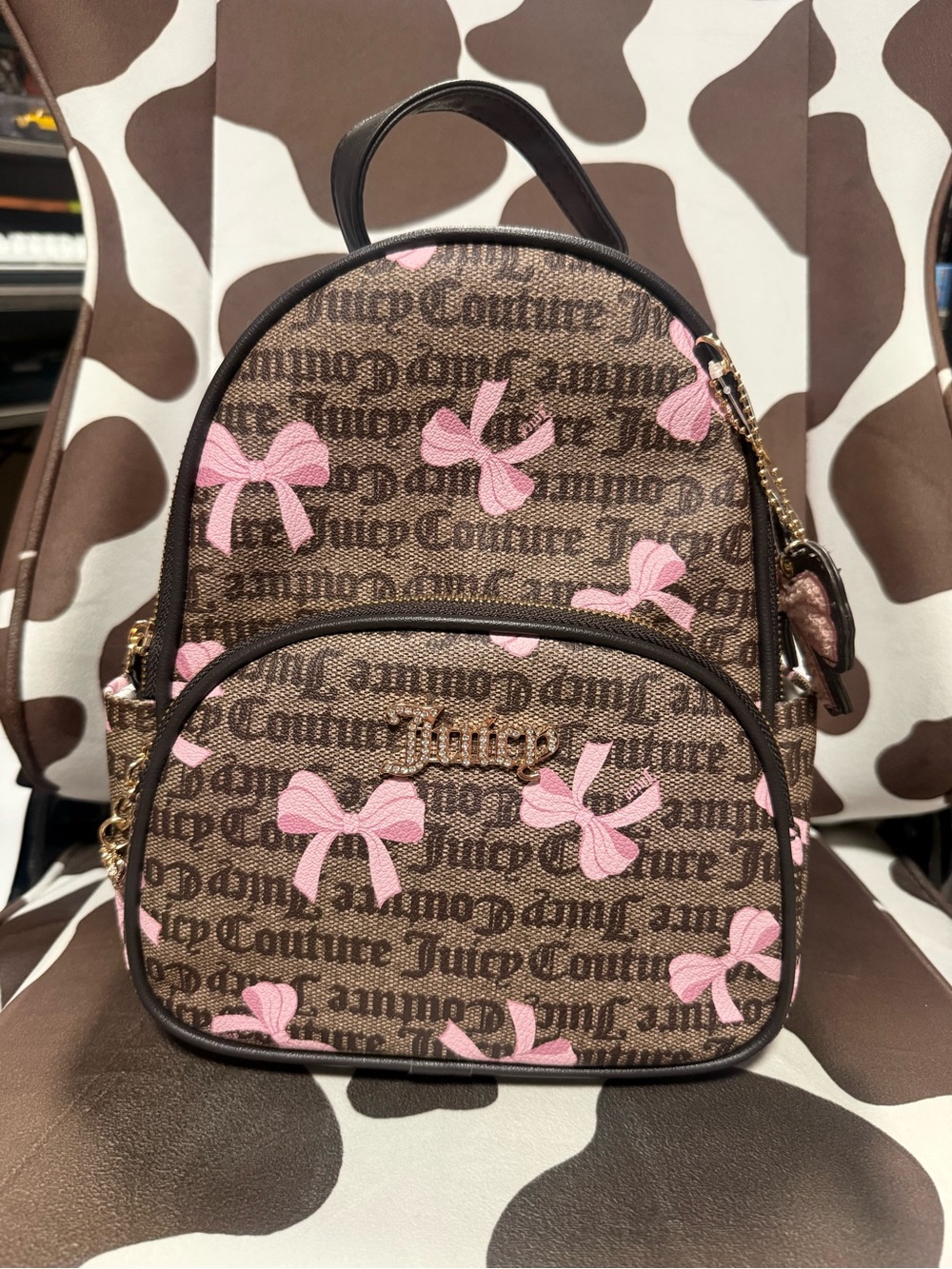 Brown with pink bow juicy backpack